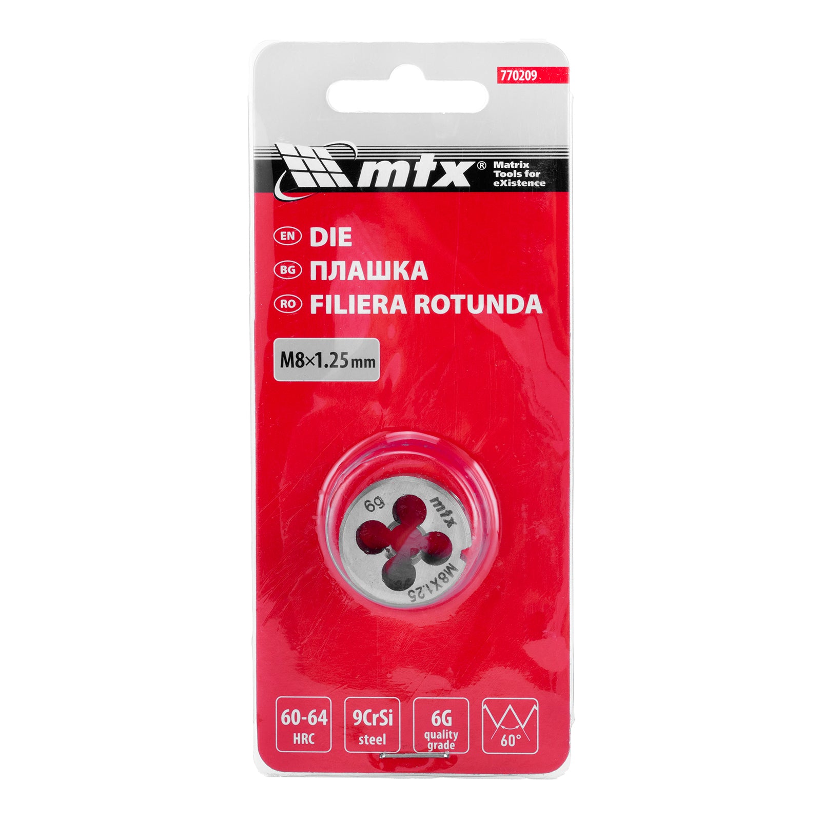 Плашка М8 х 1,25 мм MTX