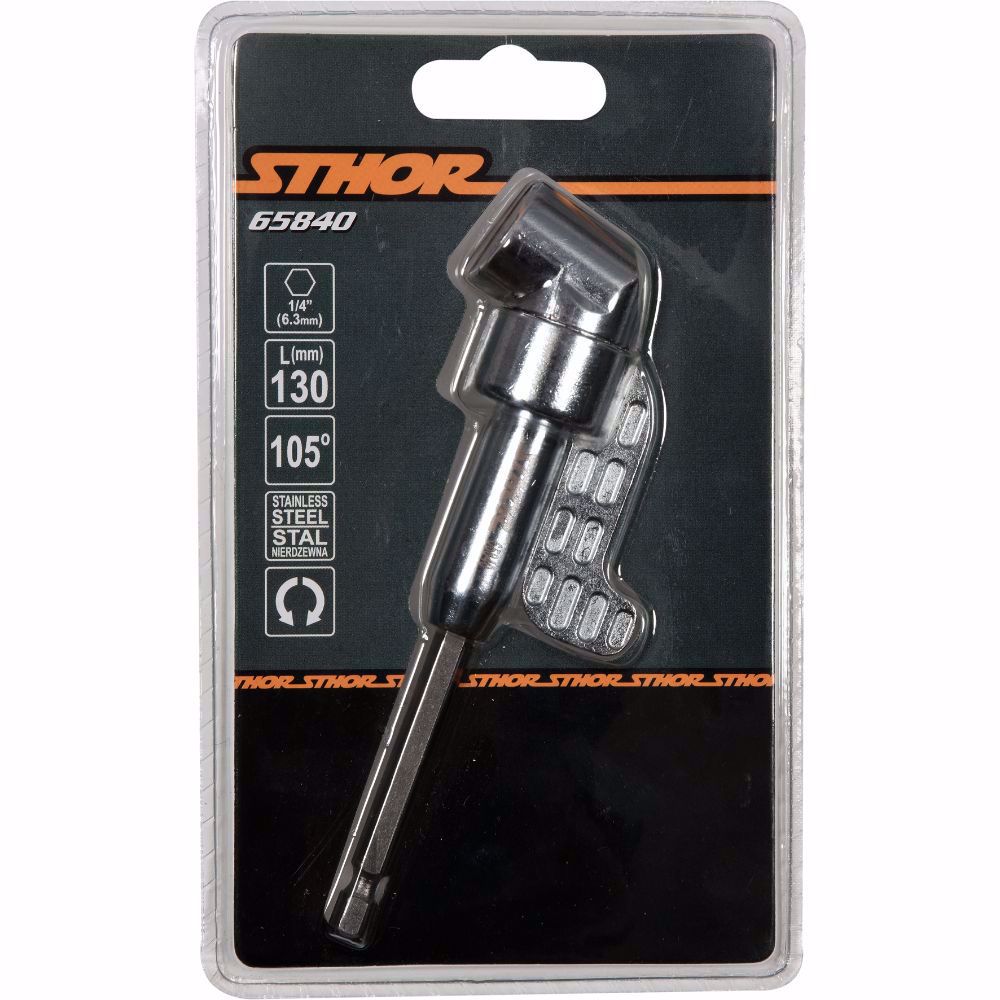 Адаптер за битове, ъглов, Sthor 1/4", 130 мм