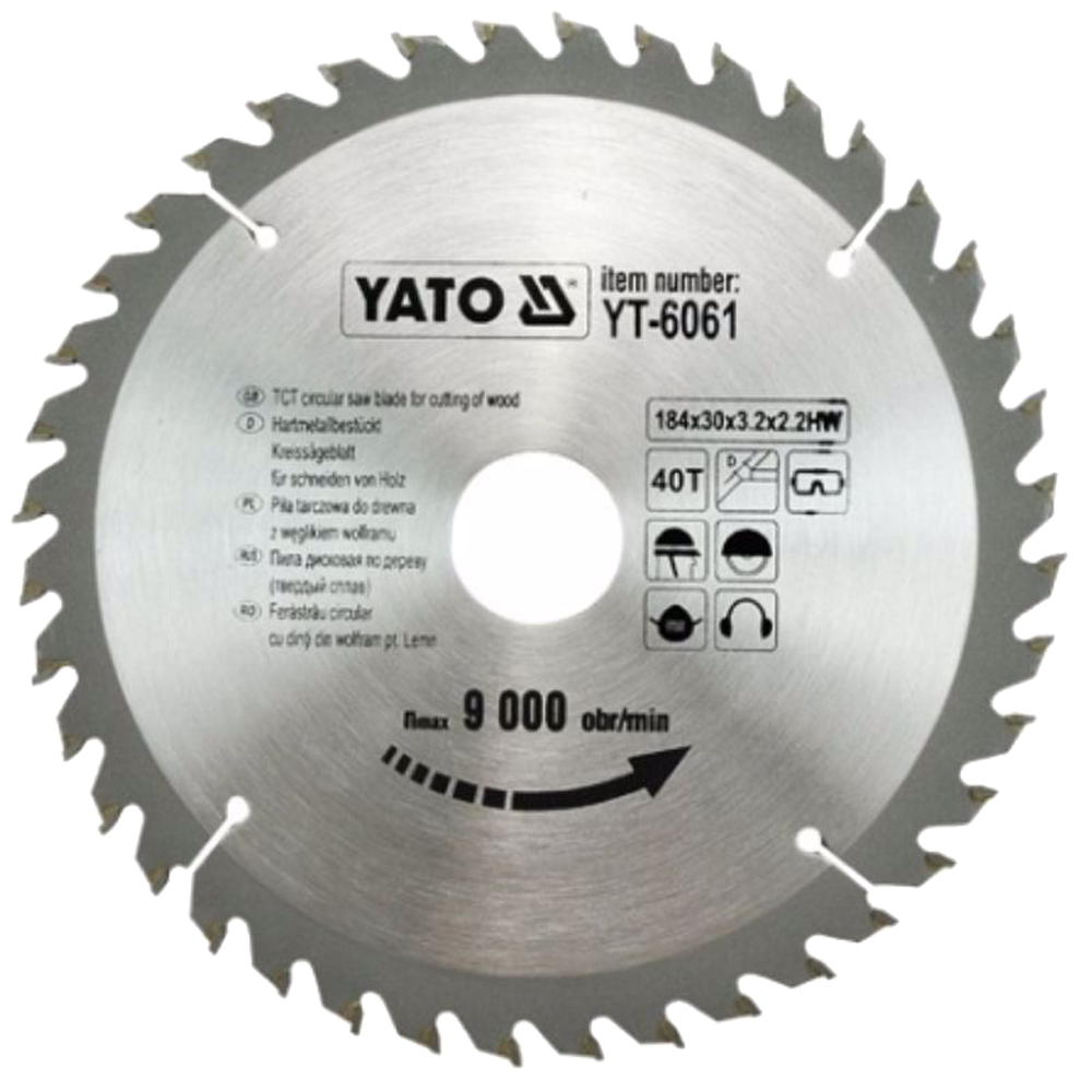 Карбиден диск за циркуляр YATO, Ф 184 х 30, T = 40