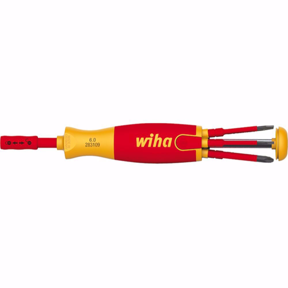 Отвертка с бит държач VDE 1000V, WIHA, 1/4", ТХ, 6 бита