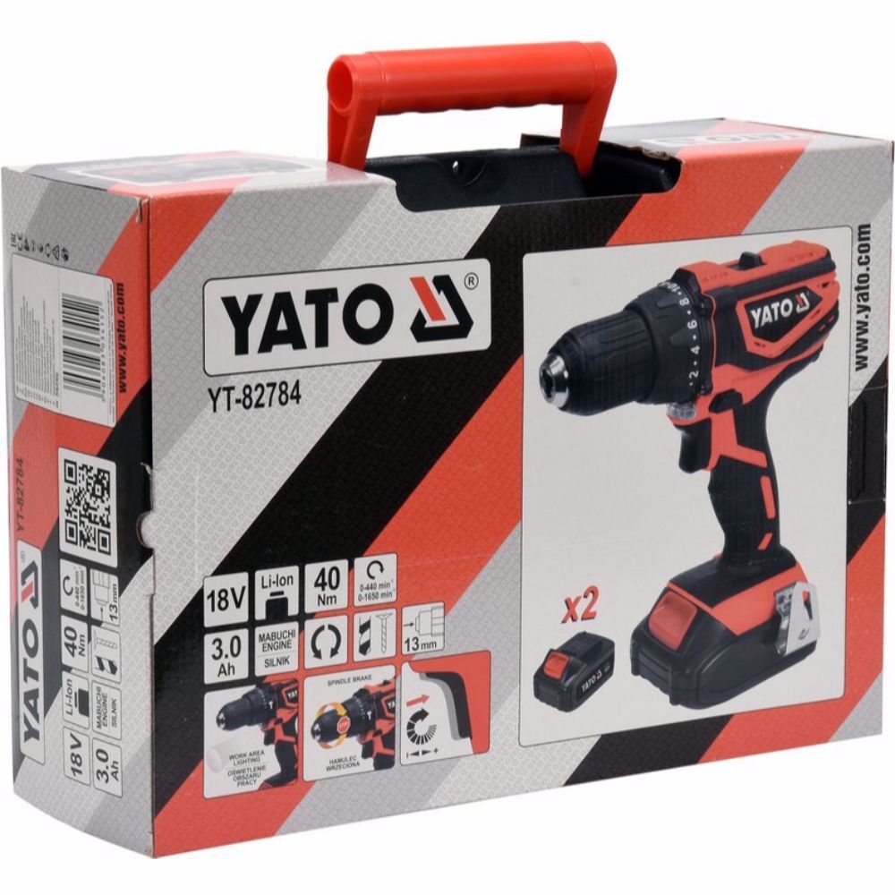 Акумулаторен винтоверт YATO 82784, 18 V, 40 Nm, 2 x 3.0 Ah