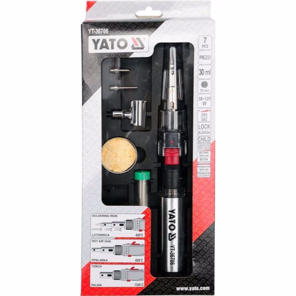 Газов поялник с аксесоари 3в1 YATO, 450 - 1300°