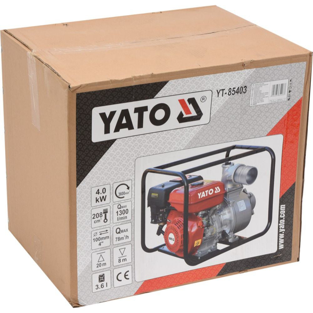 Бензинова моторна помпа YATO, YT 85403, 4", 96 m2/час, 20 м, 4 kW