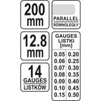 Луфтомер YATO, YT 7223, 0.05  -0.5, 14 пластини, 200 мм