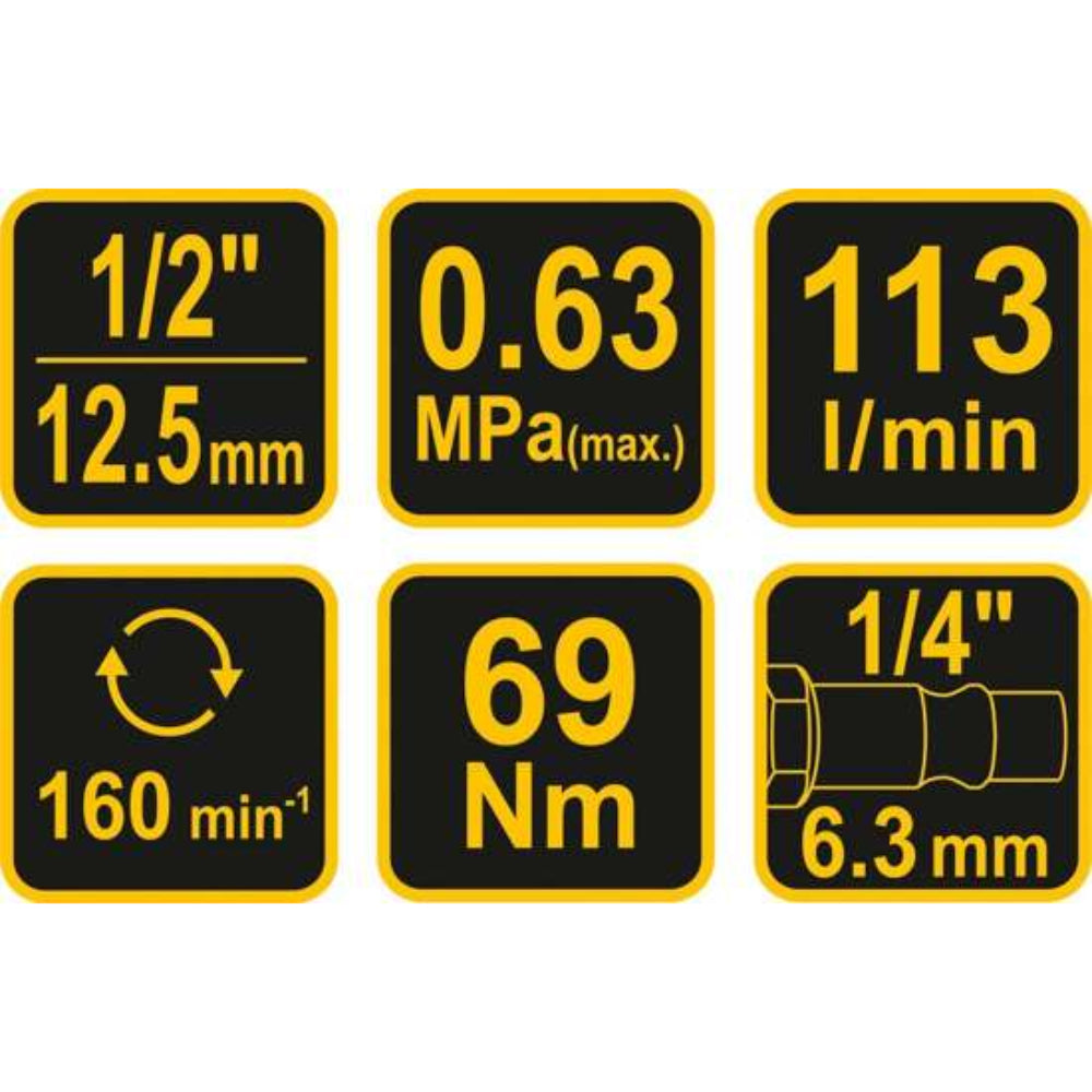 Пневматична тресчотка VOREL, 1/2", 69 Nm