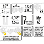 Верига за верижен трион YATO, 0.325", 1.5 мм, 18"