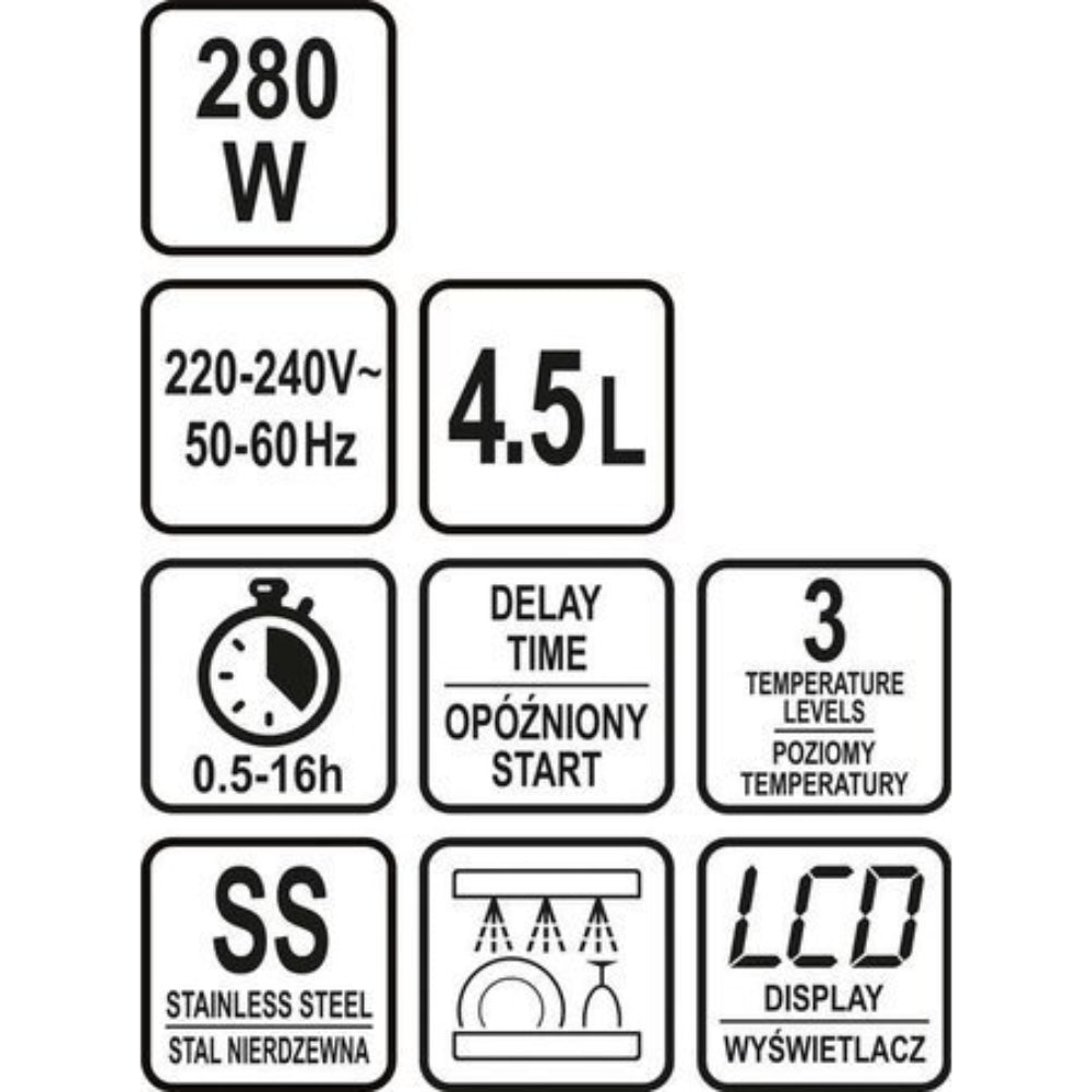 Уред за бавно готвене с таймер LUND, 4.5 L, 280 W