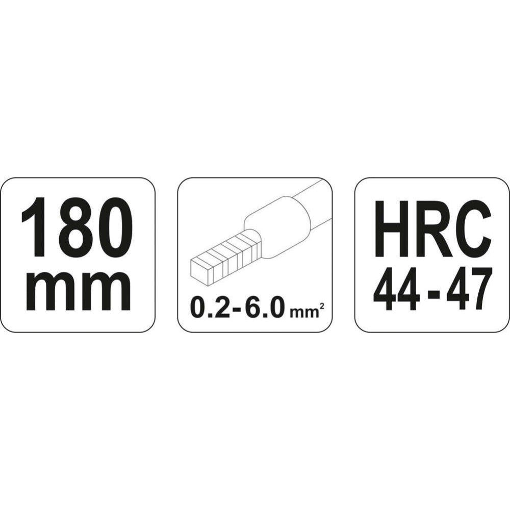 Клещи за кримпване на кабелни обувки YATO, 180 мм, 0.2 – 6.0 мм²