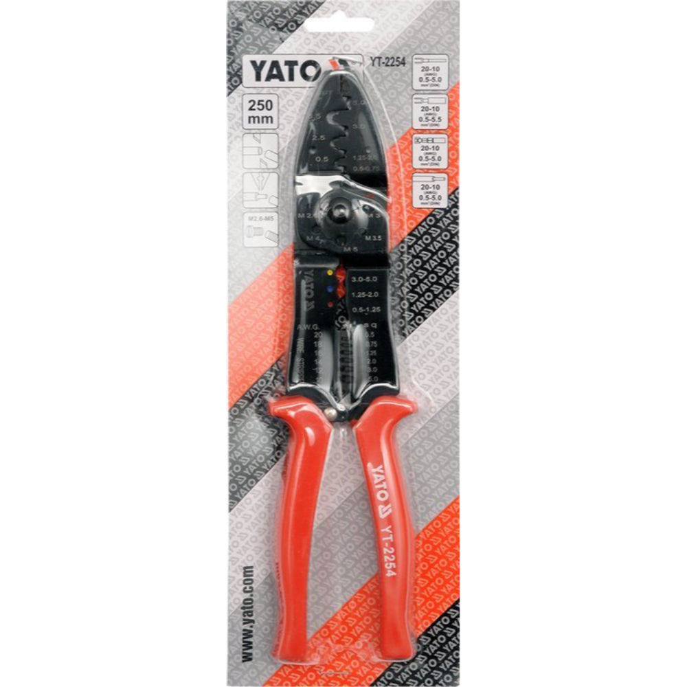 Клещи за кримпване на кабелни обувки YATO, 250 мм, 0.5 – 5.5 мм²