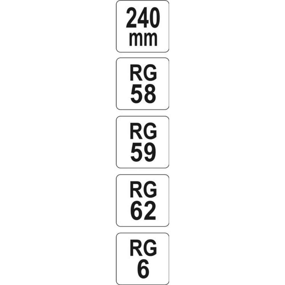 Клещи за кримпване на антенни кабелни обувки YATO, 240 мм, RG6 - RG62