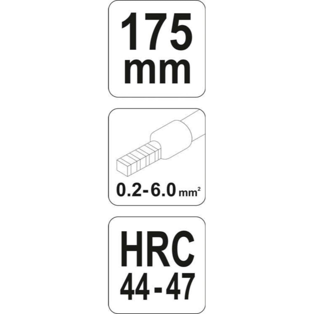 Клещи за кримпване на кабелни обувки YATO, 175 мм, 0.2 – 6.0 мм²