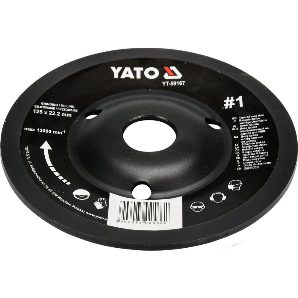 Диск за шлайфане YATO, груби насечки, Ø 125 х 22.2 мм