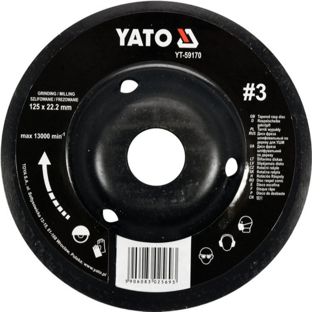 Диск за шлайфане YATO, изпъкнал, фини насечки, Ø 125 х 22.2 мм