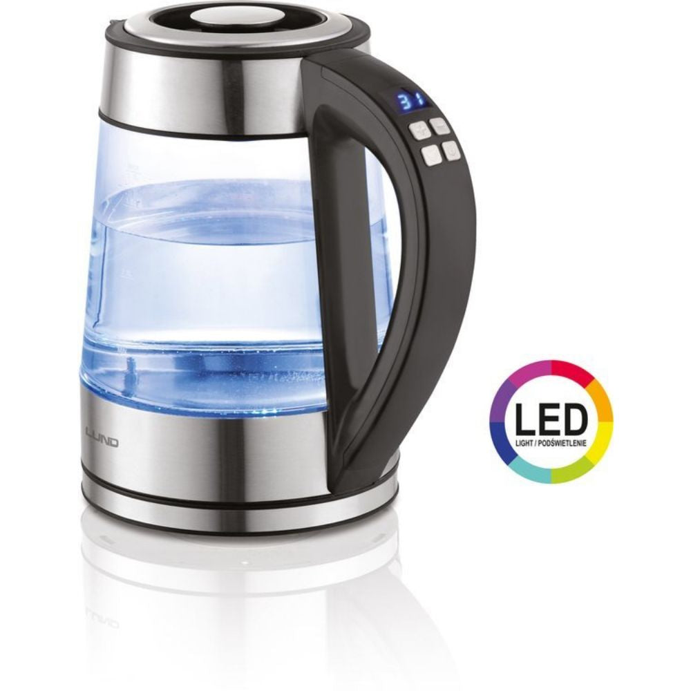 Електрическа стъклена кана с регулиране на температура LUND, RGB LED, 1.7 L