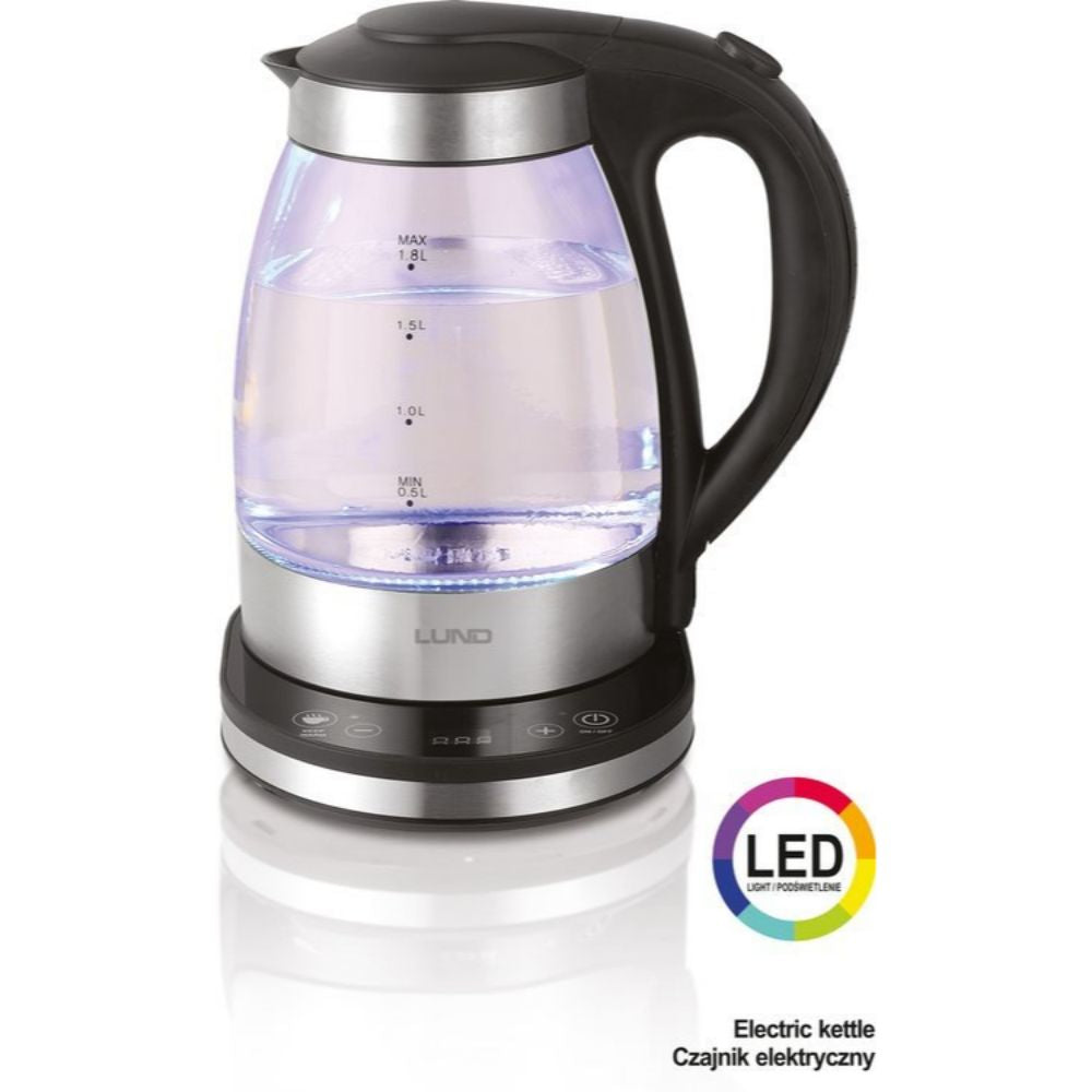Електрическа стъклена кана с регулиране на температура LUND, LED, 1.8 L