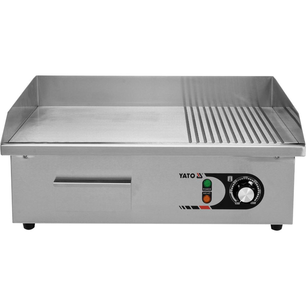 Електрическа скара-плоча за готвене YATO YG 04586, гладка/оребрена, 550 мм, 3 kW