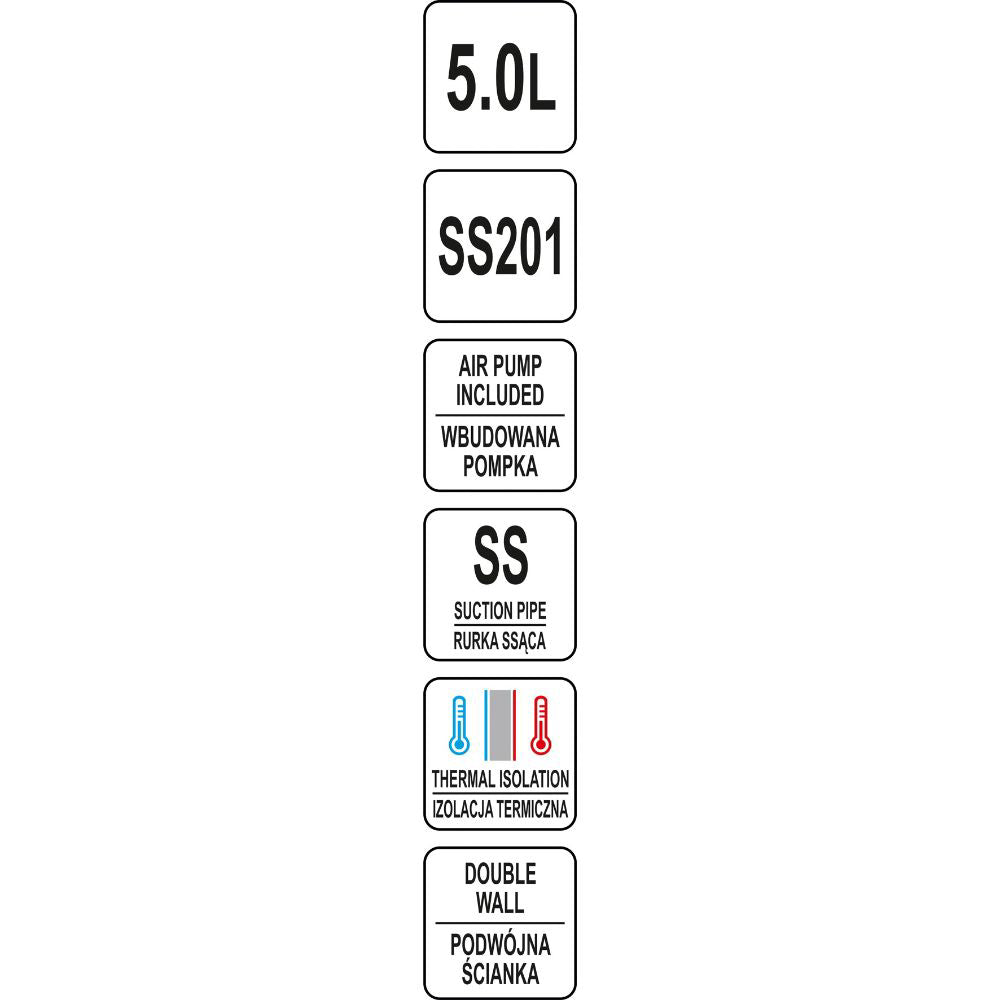 Термос за маса с помпа YATO YG 07019, 5 L