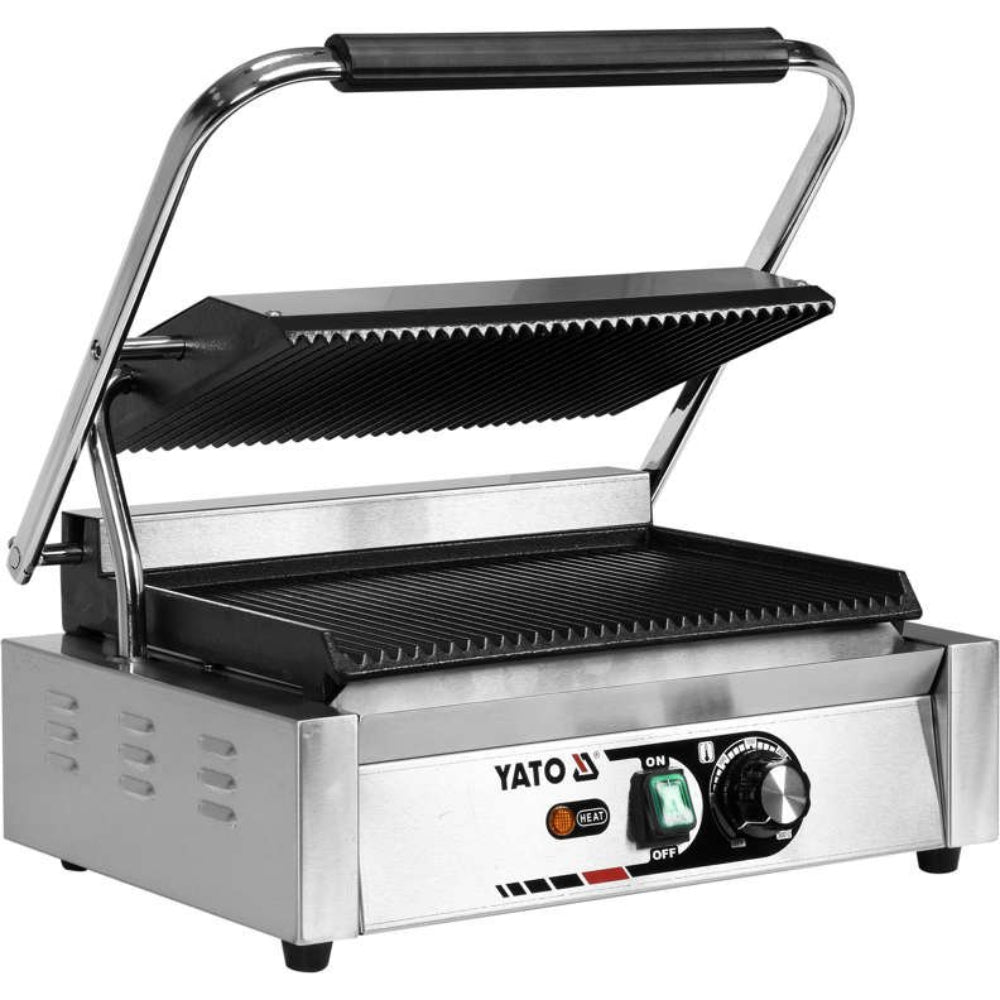 Електрически контактен панини грил YATO, оребрен, 2200 W, 440 мм