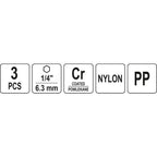 Комплект четки за почистване YATO YT 47553, HEX, 3 части