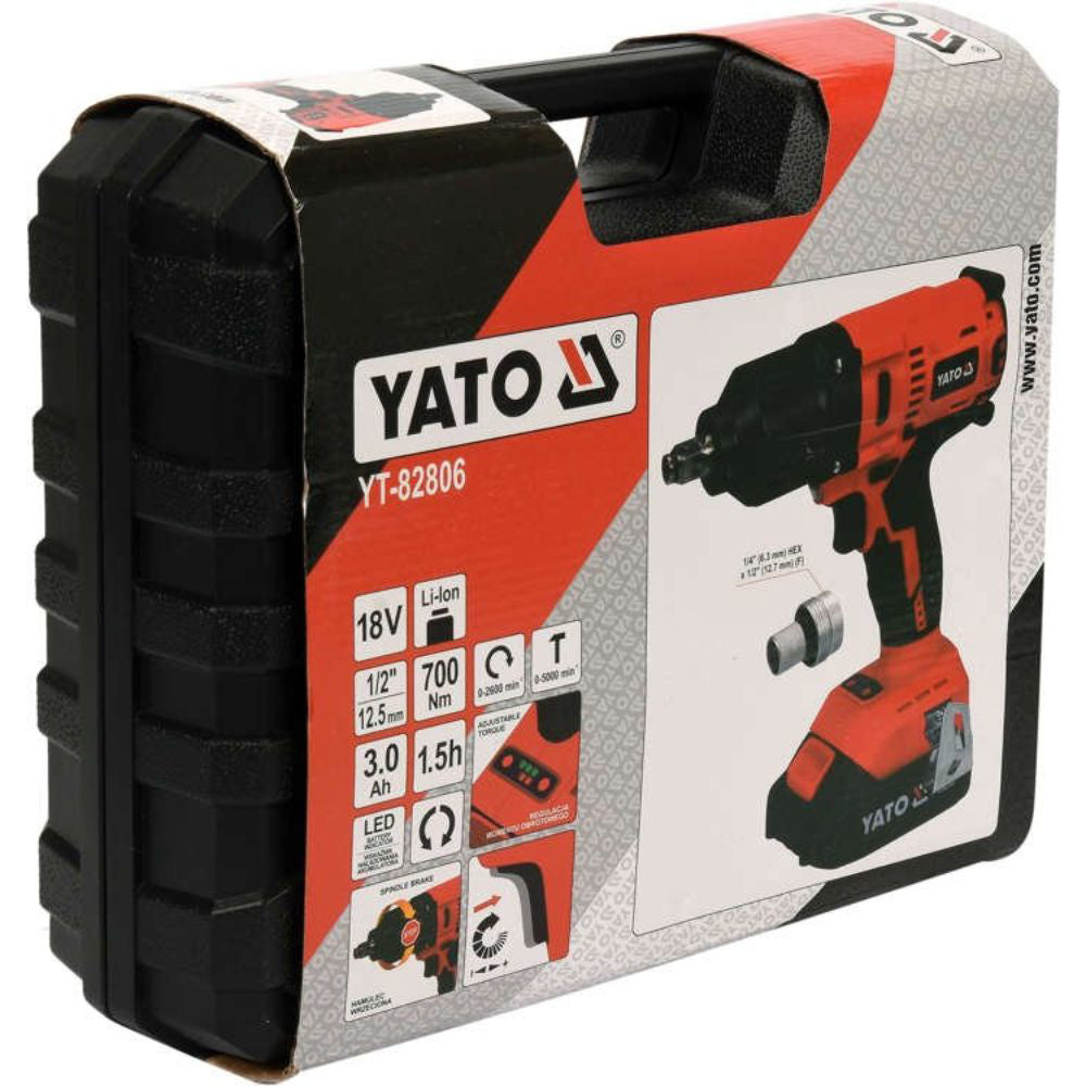 Акумулаторен ударен гайковерт YATO YT 82806, безчетков,  18 V, 1/2", 700 Nm, 1 x 3 Ah