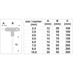 Комплект Т-образни шестограмни отвертки VOREL, сферична глава, SW 2.5 - 10, 8 части