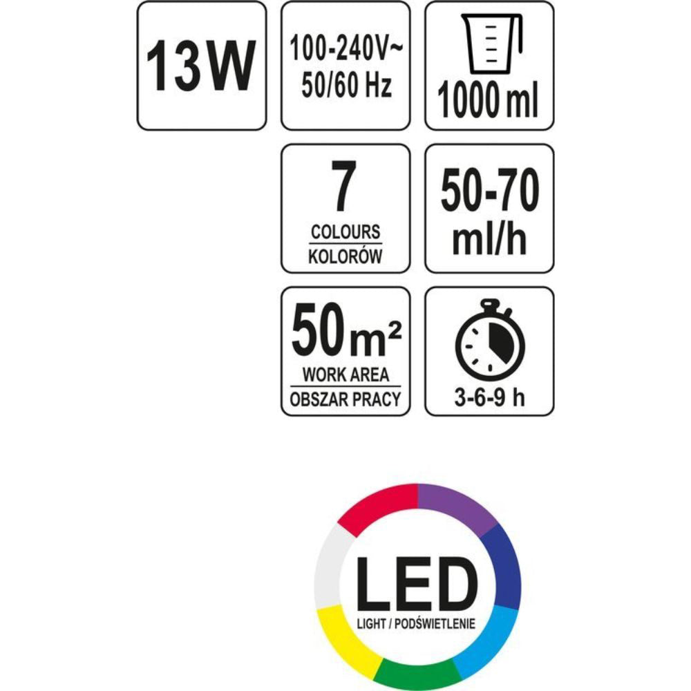 Арома дифузер LUND, WHITE, 13 W, 1000 ml