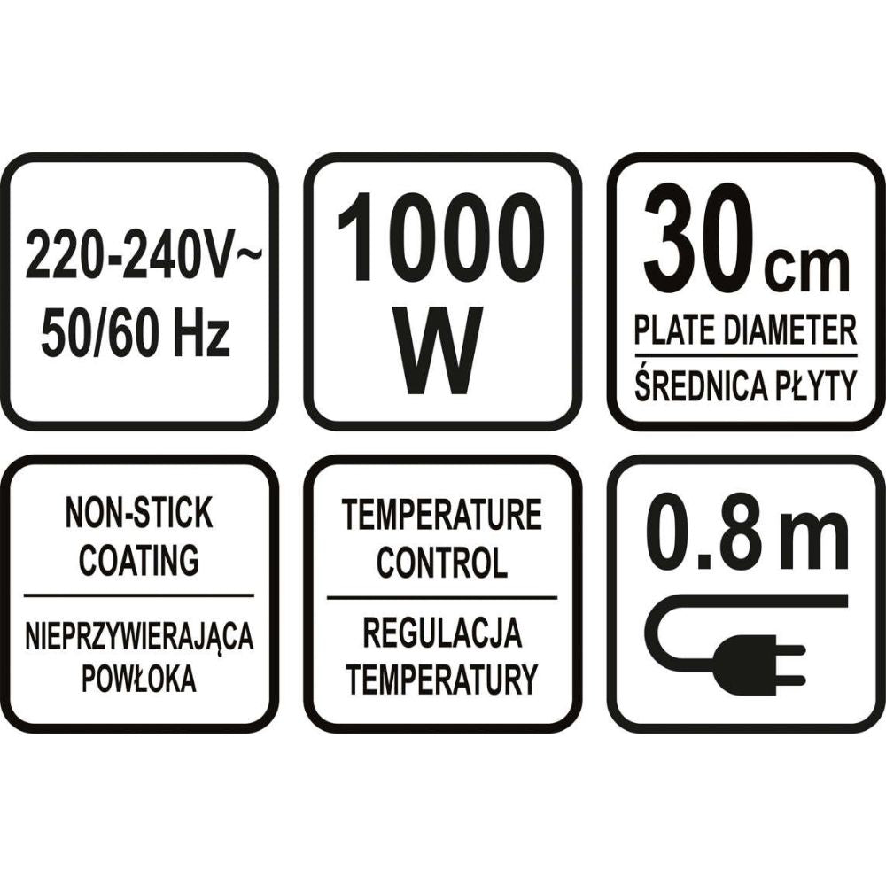 Електрическа плоча за палачинки LUND, 1000 W, 300 мм