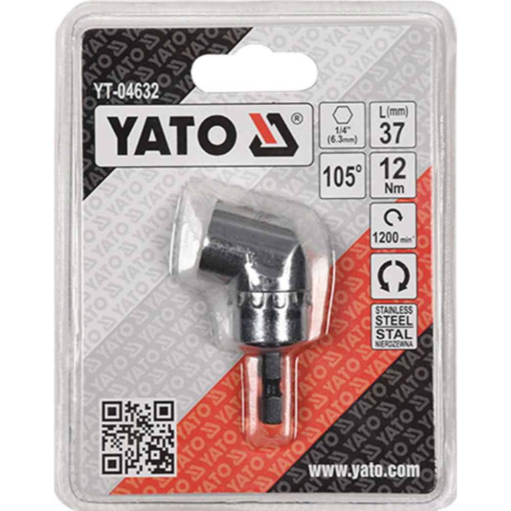 Адаптер ъглов за битове YATO, 1/4", 37 мм, 105°