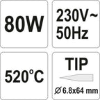 Поялник електрически YATO, 80 W, 520 °C