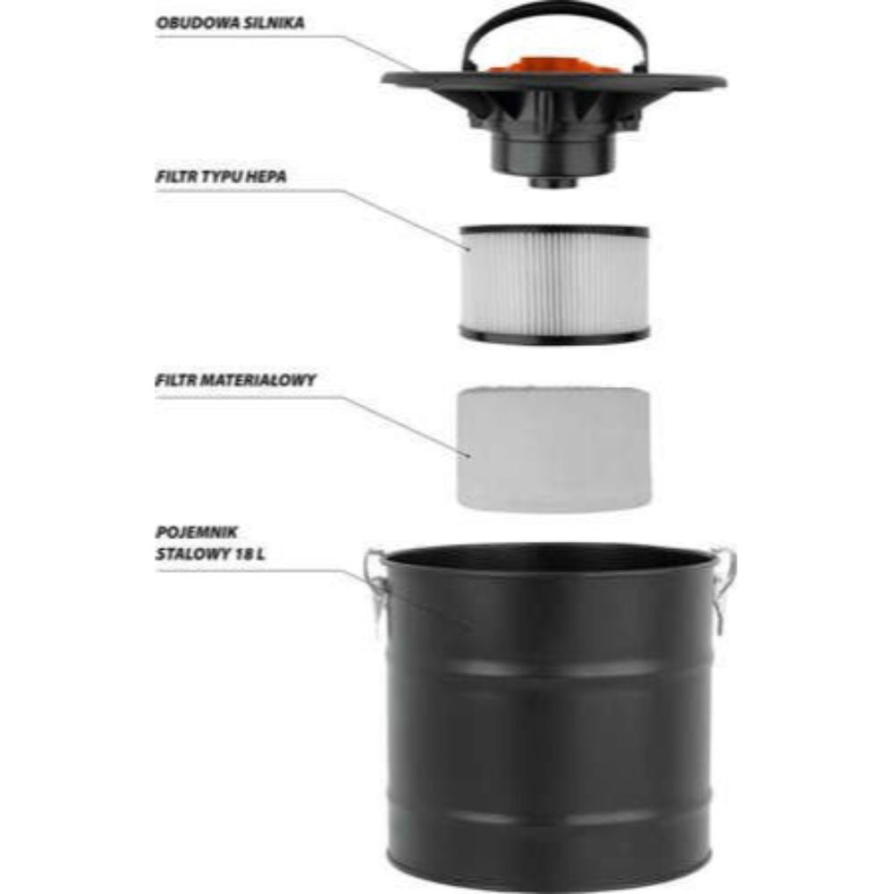 Прахосмукачка за пепел и прах LUND, 800 W, 18 L