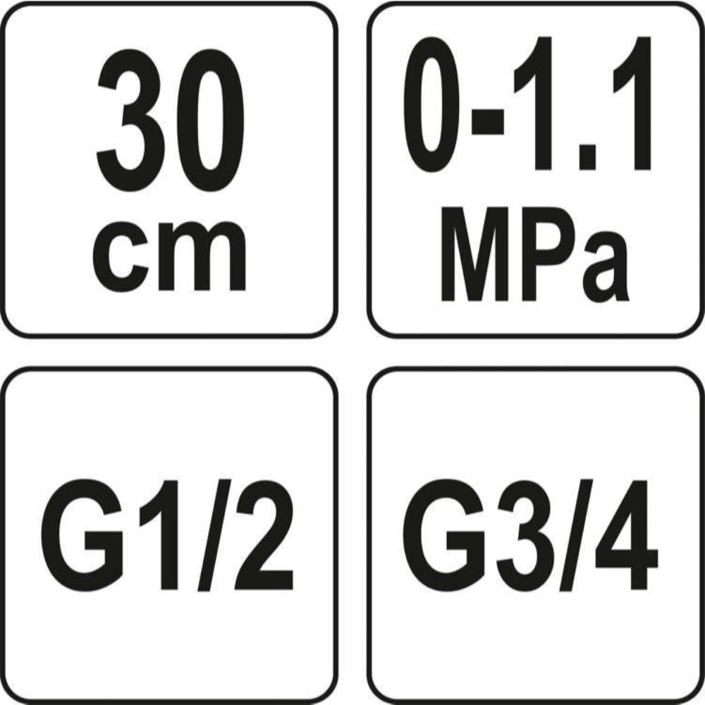 Манометър за водно налягане YATO, 3/4"-1/2", 11 Bar