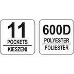 Чанта за инструменти отворена YATO YT 74373, 11 джоба, 22"