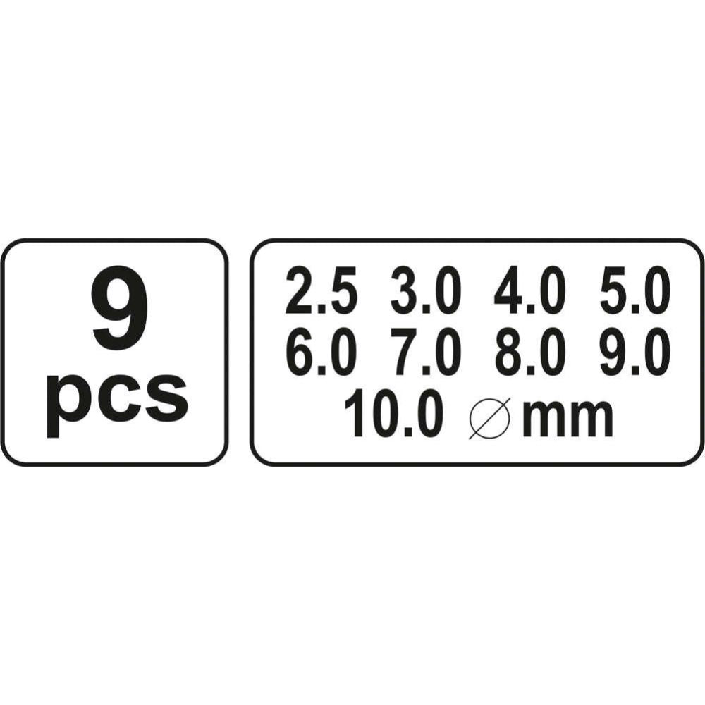 Комплект замби YATO, Ф2.5 - Ф10, 9 части