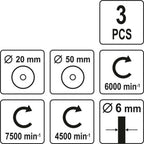 Комплект телени четки с опашка YATO, 3 части