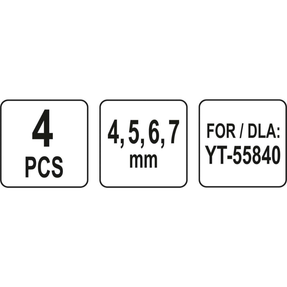 Комплект дюзи за пневматична пясъкоструйка YATO YT 55840, 4 части