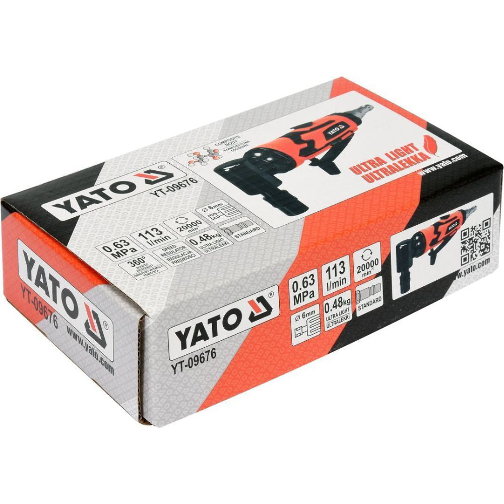 Пневматична шлифовалка YATO, ъглова, 6 мм, 20000 min - 1