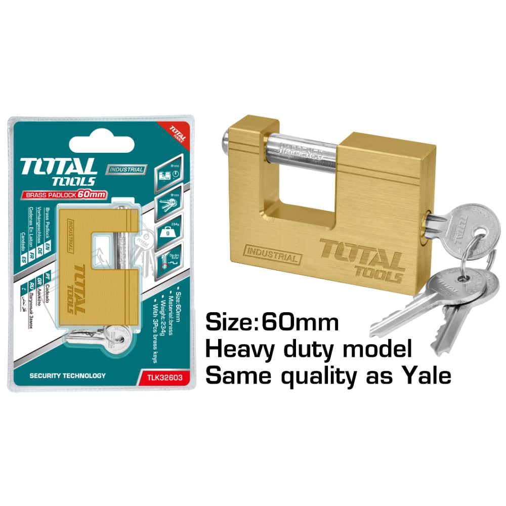 Катинар месингов HEAVY DUTY, TOTAL Industrial, 60 мм, 3 ключа TL IND TLK32603