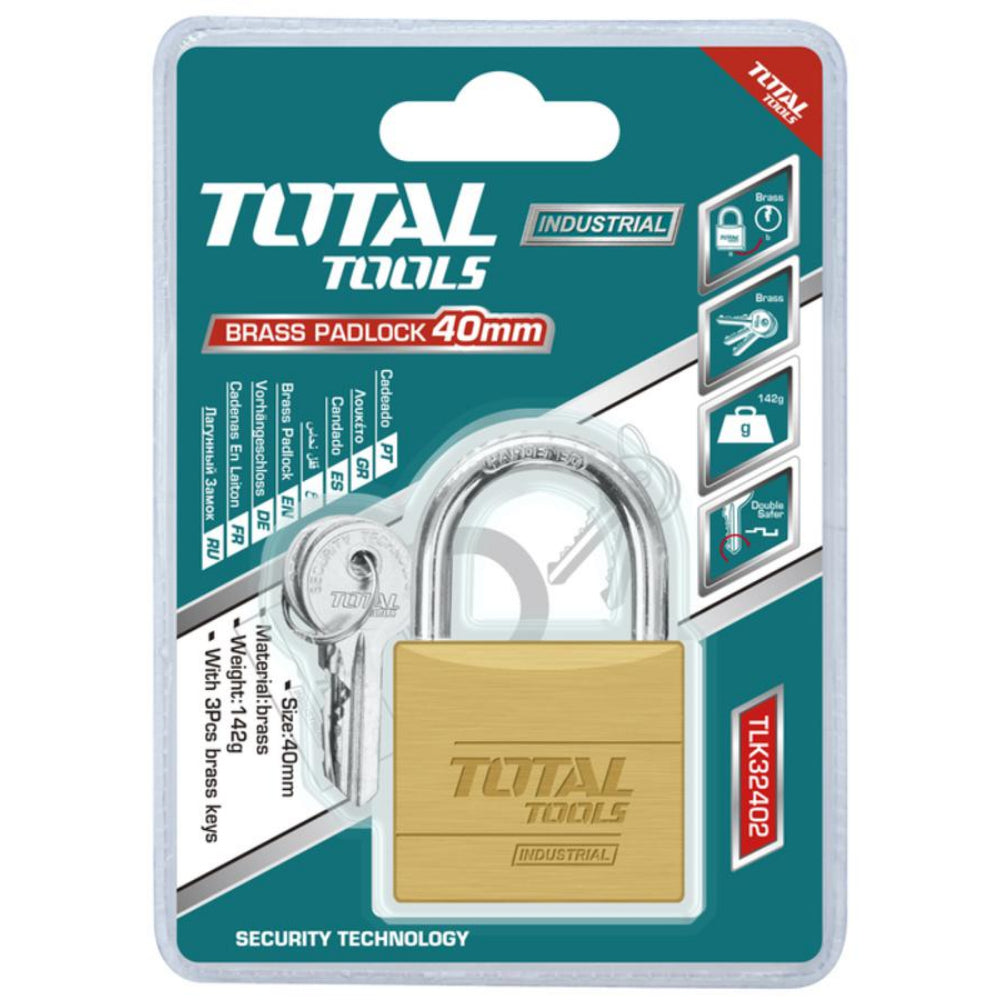 Катинар месингов HEAVY DUTY, TOTAL Industrial, 40 мм, 3 ключа