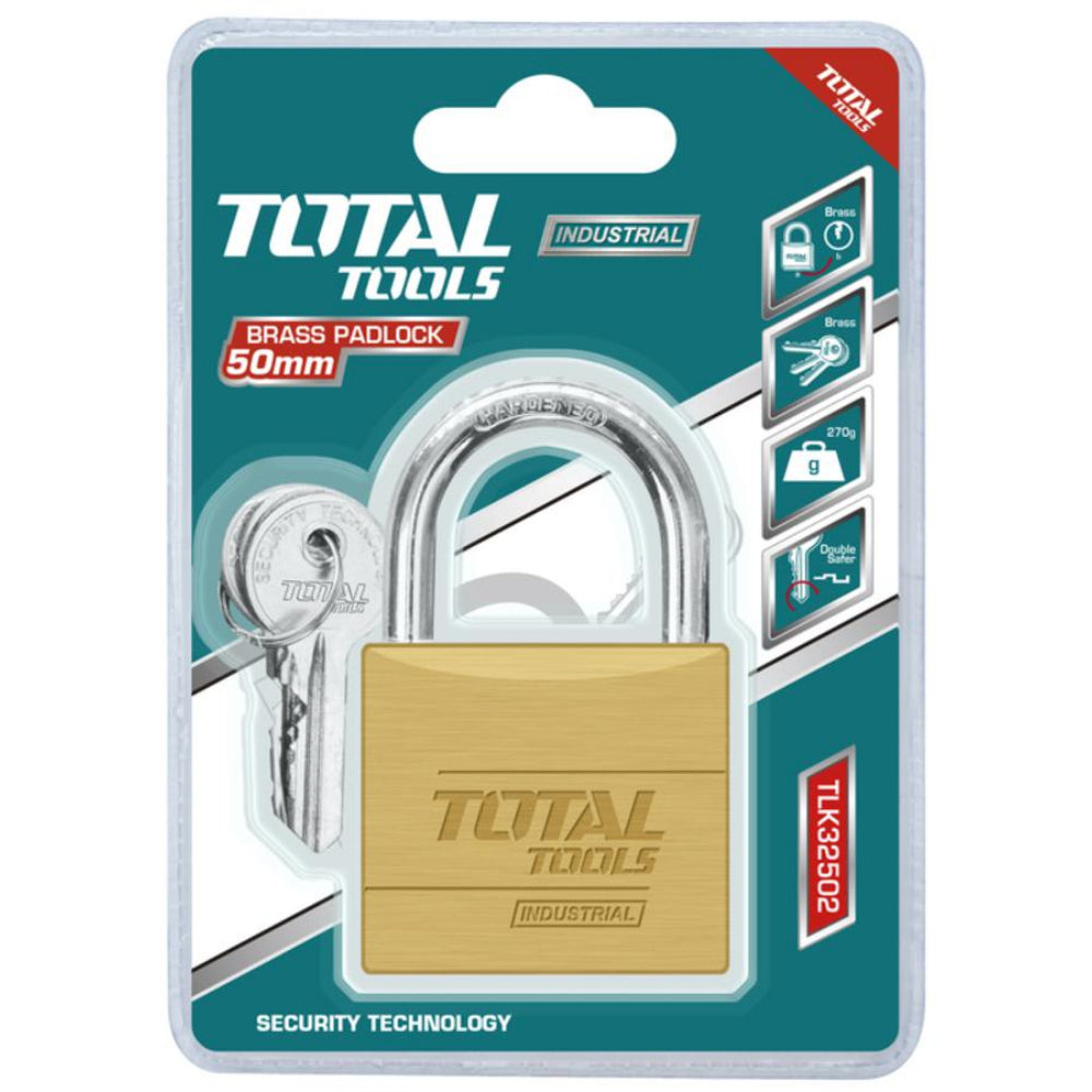 Катинар месингов HEAVY DUTY, TOTAL Industrial, 50 мм, 3 ключа
