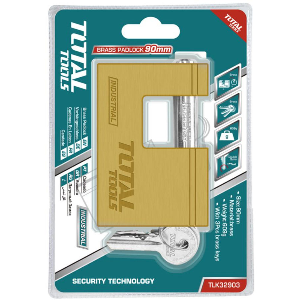 Катинар месингов HEAVY DUTY, TOTAL Industrial, 90 мм, 3 ключа