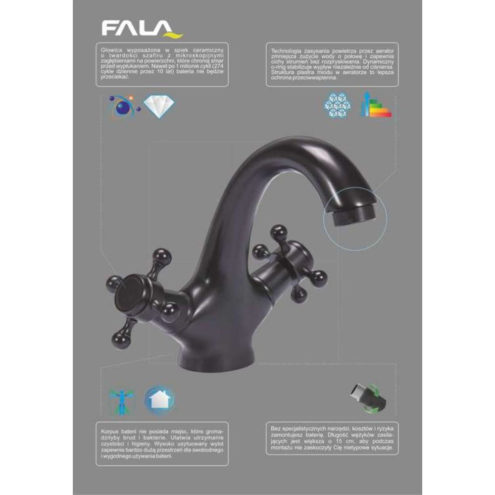 Смесител за мивка FALA RETRO, черен