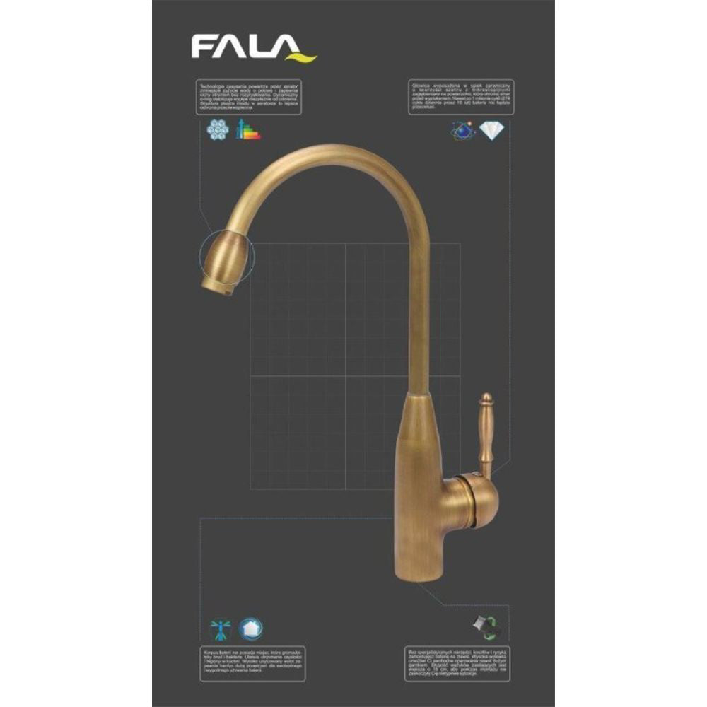 Кухненски смесител FALA RETRO BRONZE 1