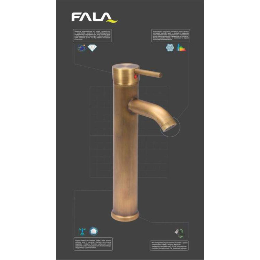 Смесител за мивка FALA RETRO BRONZE 2 HI