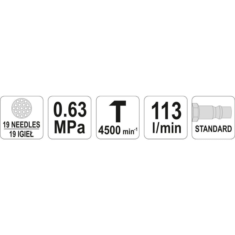 Пневматичен иглен чук YATO YT 09910, 19 игли, 6.3 bar
