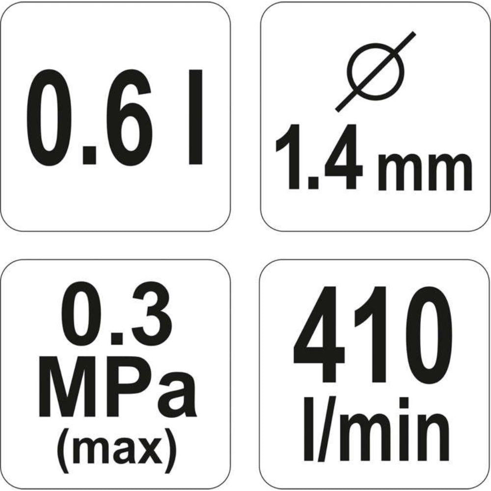 Пистолет за боядисване YATO YT 2340, HVLP, 1.4 мм, 600 ml