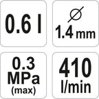 Пистолет за боядисване YATO YT 2340, HVLP, 1.4 мм, 600 ml