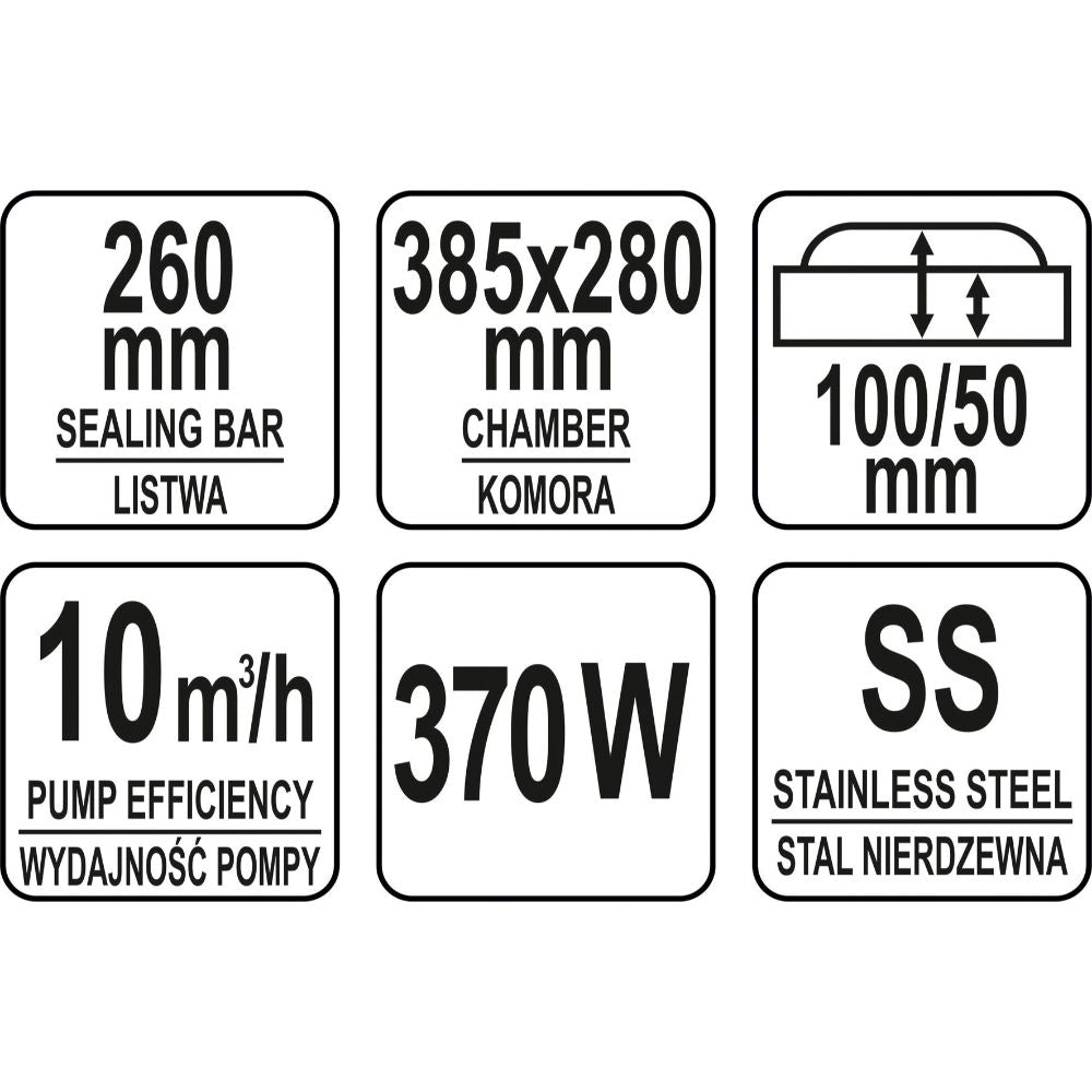 Професионален уред за вакуумиране на храна с камера YATO 260 мм