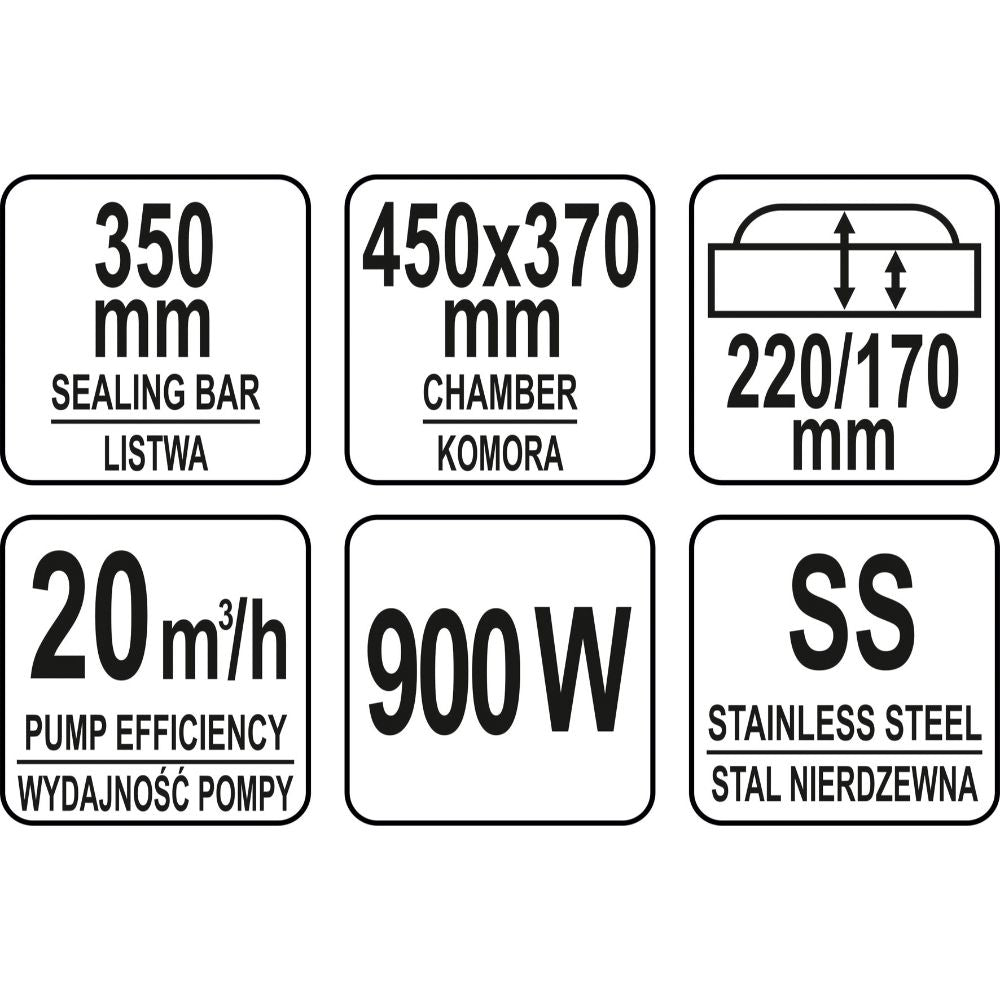 Професионален уред за вакуумиране на храна с камера YATO 350 мм