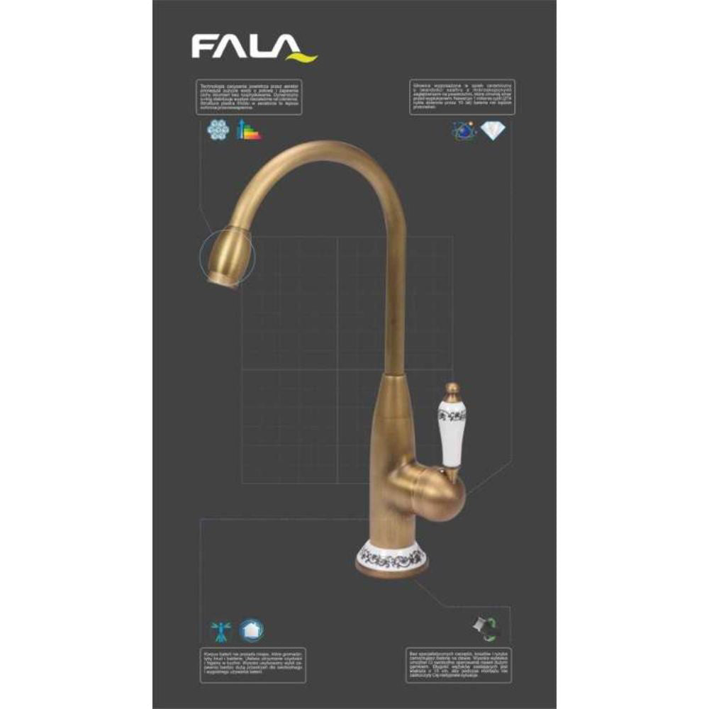Смесител за мивка, висок, FALA RETRO BRONZE 2