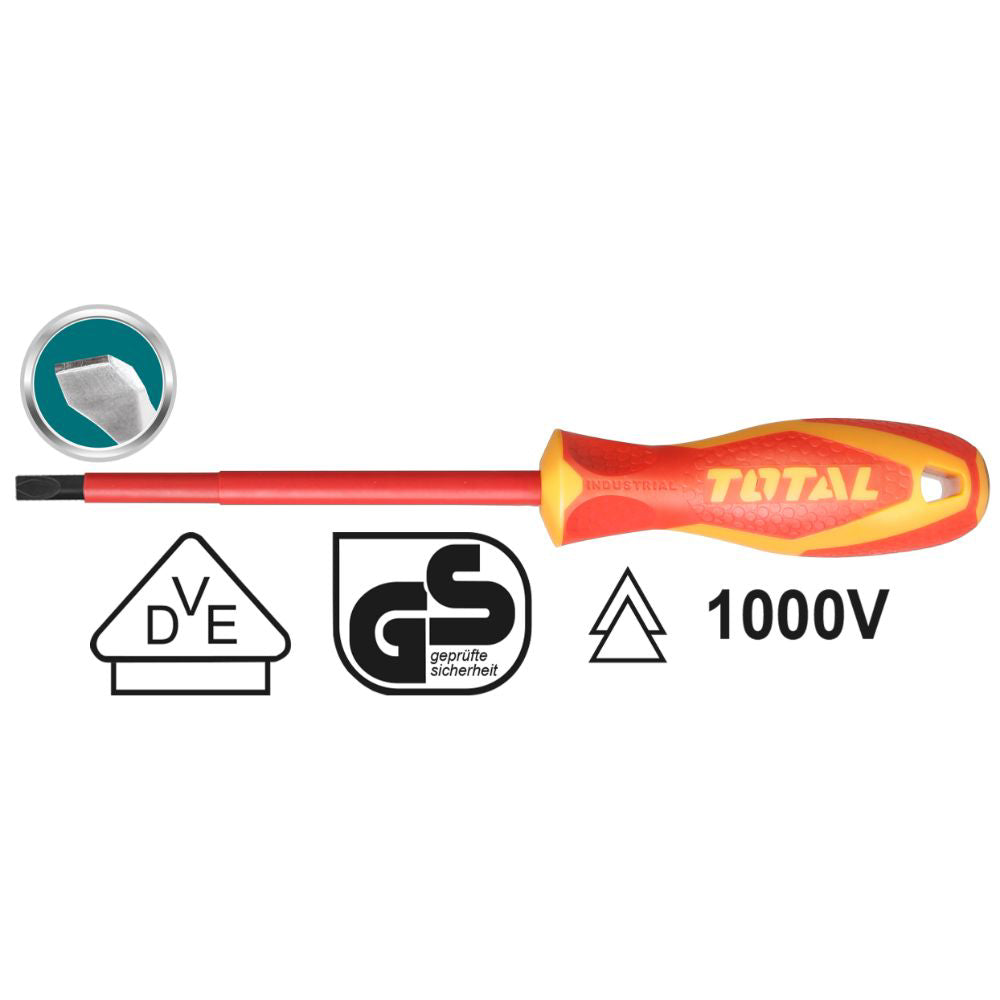 Отвертка VDE 1000 V, CR-V, TOTAL INDUSTRIAL, SL 4 x 100